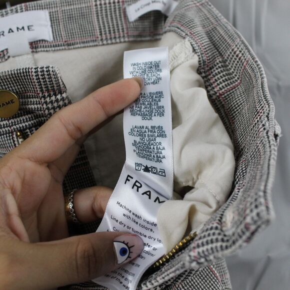 Frame Jeans Womens 24 Denim High Rise Crop Mini Boot Cut Washed Plaid Pant - Picture 9 of 14